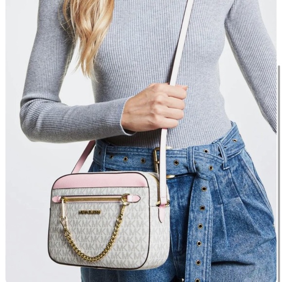 RARE Nwot Michael Kors JET SET Pink and Vanilla Logo Chain